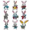 Adesivos Bordados de Coelho Transfronteiriços Exquisitos para Roupas, Sapatos, Chapéus, Bolsas, Novos Adesivos Decorativos, Etiquetas para Fantasia de Páscoa