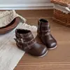 Botas Femininas 2026 Outono/Inverno Novo Estilo Com Pelúcia Botas Martin Botas Curtas Xadrez Versátil Moda Botas Estilosas de Couro Tendência
