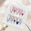 40 Peças Unhas Postiças Pré-moldadas Olho de Gato Unhas Postiças Falsas Adesivos para Manicure Francesa Amêndoa Unhas Postiças Removíveis Atacado