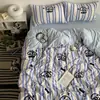 Ropa de Cama Ins Clase A Algodón Puro Juego de Cuatro Piezas Funda de Edredón Funda de Edredón de Algodón Puro Cama Sábanas de Cama Individual Dormitorio de Estudiante Juego de Tres Piezas