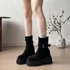 Botas Martin de suela gruesa estilo europeo y americano para mujer, colección otoño/invierno 2026, que realzan la altura, adelgazantes, impermeables, con plataforma, de ante, de tacón alto, moda
