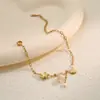 Pulsera Transfronteriza Europea y Americana Nueva de Acero Inoxidable con Concha de Perla Natural y Acero de Titanio Diseño de Nicho Estilo Vacacional Joyería al por Mayor