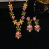 Set Transfronterizo Estilo Europeo y Americano Zirconia Cúbica Microincrustada Cadena para Clavícula Collar de Flores Joyería de Uso Diario Accesorios para Mujeres
