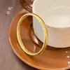 El Mismo Estilo que el Pulsera de Espalda de Pez Dorado Arena de la Tienda de Oro Puzuo con Cien Bendiciones, Pulsera Sólida de Bucle Cerrado Estilo Chino Nuevo para Mujer