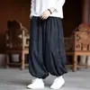 Pantalones casuales nuevos estilo chino, talla grande, estampado de hoja de bambú, diseño tradicional chino, jacquard de pana, corte holgado, tobillo cónico, pantalones largos para hombre para primavera y otoño