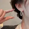 Brincos ovais multicamadas em forma de diamante com pingo de óleo e poá em agulha de prata, com toque de luxo leve e de alta qualidade, brincos modernos e versáteis