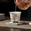 Miyanyu Cerámica de Arita Colorida Bajo Esmalte Flor de Iris Taza Alta de Maestro Cerámica para Uso Doméstico Taza de Té Grande Juego de Té Kung Fu Taza de Degustación