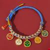 Pulsera de los Cinco Dioses de la Riqueza Estilo Tíbet, Pulsera Tejida a Mano Nudo Flor de Durazno, Cuerda Multicolor Estilo Étnico, Cuerda Roja Estilo Nuevo Chino DIY