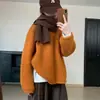 Invierno 2026 Nuevo Estilo Coreano Súper Elegante Suéter Pulóver Naranja de Cuello Redondo Suéter de Punto Holgado Casual para Uso al Aire Libre