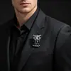 Broche de Coruja Retro Fofo com Strass Transfronteiriço Broche Animal Europeu e Americano Adequado para Homens e Mulheres Usarem como Decoração