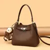 Novo Conjunto de Bolsa Saco Estilo Vintage Preguiçoso, Bolsa Transversal Versátil Prática, Bolsa Feminina com Fivela de Cadeado em Couro Genuíno