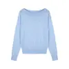 The Mind Estilo Coreano Suéter Grande de Cuello Redondo Hombros Descubiertos de Manga Larga para Mujer Primavera 2026 Top Casual Elegante T6297C