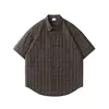 Camisa Xadrez Masculina Estilo Retrô Japonês Gopudo Solta Verão Nova Camisa Xadrez Gs1482