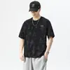 26 Nova Camiseta Estampada Tendência Verão Toque Gelado Solta Confortável Respirável Gola Redonda Masculina Moda Versátil Manga Curta
