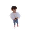 Conjunto para Niñas con Top de Encaje con Mangas Abullonadas y Peto de Mezclilla, Nueva Moda de Otoño para Exportación, Ropa Infantil, Edades 3-8