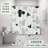 Venta caliente transfronteriza directo de fábrica Mickey estampado digital poliéster impermeable a prueba de moho cortina de ducha cortina de baño de cuatro piezas