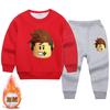 Traje de niño, otoño e invierno, para niños, deportes masculinos, ocio, suéter grueso con forro polar, ropa de invierno de dos piezas, moda infantil