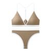 Nuevo sujetador de espalda hermosa sin aro de acero deportivo transfronterizo comercio exterior copa triangular francesa con almohadilla para el pecho tanga traje de chica hot