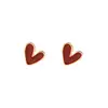 Aretes de Esmalte con Goteo de Aceite en Forma de Corazón Rojo, Estilo Coreano Simple, Aretes de Moda con un Diseño de Tendencia, Accesorios para Orejas en Forma de Corazón