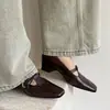 Zapatos Mary Jane de Piel de Oveja Granulada Estilo Old Money con Plataforma Oculta 2026 Otoño Cuña de Tacón Medio Cuadrados de Punta Piel Genuina para Mujer