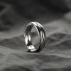Tendencia europea y americana estilo retro flor cruzada el viejo y el mar anillo punk hip hop abierto ajustable anillo individual para hombre