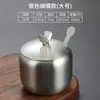 Botella de Condimento de Acero Inoxidable 304 Coreano Cocina Chili Salsa de Soya Tarro Salero con Cuchara Caja de Condimentos Tarro Dorado Creativo