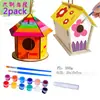 Venta al por mayor transfronteriza Juguetes educativos Graffiti creativo Pintura infantil DIY Casa de pájaros de madera Set de casa de pájaros colgante para exteriores