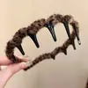Diadema de Terciopelo con Estampado de Leopardo para Otoño e Invierno, Nueva para Mujer 2024, de Gama Alta, con Dientes Ondulados, para la Parte Superior de la Cabeza, para Lavarse la Cara, Sello para el Cabello, Tocado
