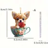 Llavero con colgante de acrílico 2D de gato, taza de té, para San Valentín, accesorios para espejo retrovisor de coche, mochila, colgante pequeño.
