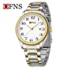 Reloj de Negocios Oufani, Esfera Grande Simple, Reloj de Cuarzo Digital Resistente al Agua 30m, Elegante Reloj de Pareja Luminoso con Calendario Simple