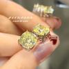 Brincos de Estrela Cortada Moda Quadrado Gordo Diamante de Alto Carbono Brincos Diamante Branco Quadrado Princesa Brincos de Diamante Amarelo Joias Tesouro Colorido Mulheres