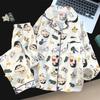 Pijama Infantil de Algodão Nuvem Transfronteiriço para Meninas Primavera e Outono Cardigã de Manga Longa com Gola Reversível Roupa de Casa com Desenho para Crianças Mais Velhas