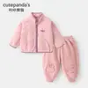 Conjunto de Terciopelo para Niñas Kaka Panda con Tops y Pantalones Ropa de Invierno para Niños Tops Cálidos de Invierno para Bebé Ropa de Bebé