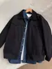 Jaqueta retrô americana Detroit, coleção de outono masculina, design de corte justo, gola estilo baseball, jaqueta de sarja lavada para trabalho