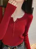 Blusa de manga longa básica preta para mulheres, estilo outono e inverno, suéter de tricô com gola redonda, peça íntima, senso de design, top slim fit, cinza, tamanho único