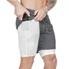 Amazon Transfronterizo Verano Hombres Deporte y Ocio Fitness Entrenamiento Playa Conjunto de Dos Piezas Doble Capa Pantalones Cortos de Cinco Puntos