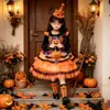 Vestido Lolita Princesa Calabaza para Niñas Disfraz Cosplay de Halloween para Niños Vestido para Actuación en Festival Vestido con Falda Abullonada