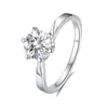 Venta Caliente Transfronteriza Anillo de Mosang de Seis Garras de 1ct Plata S925 Lujo Ligero Sentido de Alta Gama Estilo ins Anillo Abierto de Circonita Venta al por Mayor