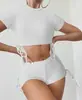 Traje de baño de dos piezas conservador de moda con cordones y encaje acanalado nuevo para mujer, trajes de baño ajustados al por mayor, Amazon Transfronterizo 2026