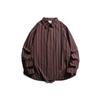 Planetmusic Estilo Japonés Marca de Moda Retro Camisa de Algodón a Rayas Manga Larga para Hombres y Mujeres Camisa Casual de Pareja 0381