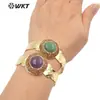 B627 Color Artístico Clásico Piedra Preciosa Strass Latón Irregular Pulsera Diaria Pulsera Superpuesta Pulsera Versátil