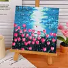 Pintura a Óleo Digital Personalizada por Números DIY Formato Quadrado para Iniciantes, Paisagem Rosa Pintada à Mão Tinta a Óleo Acrílica