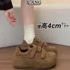 Em estoque~Outono de 2026 novo estilo sapatos com velcro para mulheres, mocassins feios-fofos de bico largo, tênis casuais, sapatos de skate