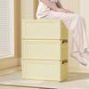 Caja de almacenamiento plegable color crema para dormitorio doméstico con tapa, caja de almacenamiento para mudanzas, caja de almacenamiento y organización.