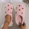 Pantuflas Cerradas con Suela Suave en Forma de Corazón Transfronterizas, Pantuflas Peludas para Interiores y Exteriores, Pantuflas Silenciosas para el Suelo Personalizadas al por Mayor para Mujeres