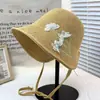 Nuevo Sombrero de Sol de Verano para Mujer Calidad Sombrero de Punto Dividido Patrón Bordado Lazo Sombrero de Pescador Sombrero de Cubo Sombrero de Playa