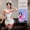Lingerie Sexy Renda Uniforme de Enfermeira Bodycon Plus Size Puro Desejo Qqny Conjunto de Pijama Tentação para Mulheres 8430