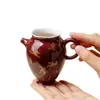 Caneca Fair de Magnolia Inno Kishimaru Banhada a Ouro Vermelho com Filtro, Caneca de Compartilhamento de Chá de Glaze Mineral Original de Cor Única de Alta Qualidade