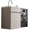 Armario de Aluminio para Lavandería de Balcón tipo Panal con Lavabo Integrado y Gabinete para Lavadora de Tambor Baño Gabinete de Baño