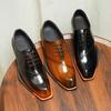 [Exclusivo Vip] Sapatos Masculinos Oxford Quadrados Pretos de Couro Brilhante Couro Genuíno Cor Polygonum Esfregado Formal de Negócios